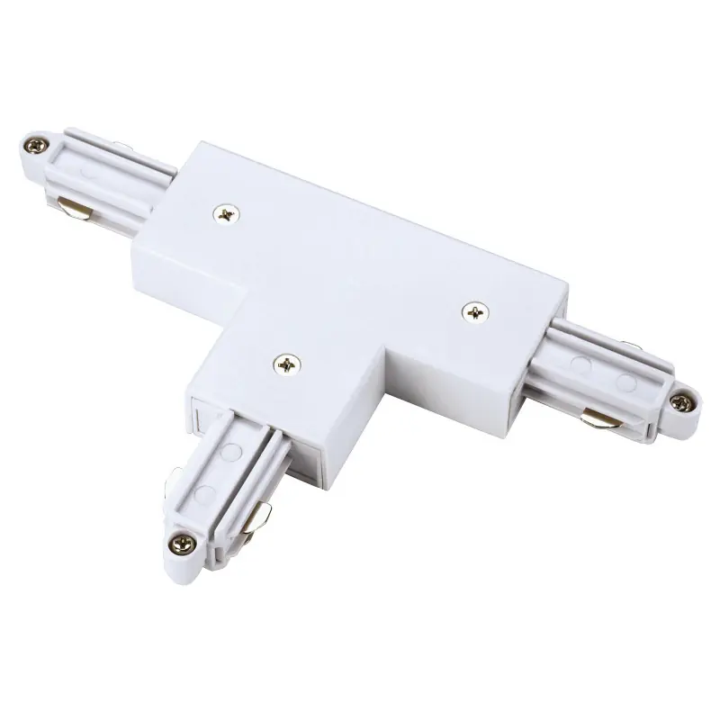 Connecteur en T, terre gauche, intérieur, pour rail 1 allumage en saillie, blanc, avec possibilité d‘alimentation