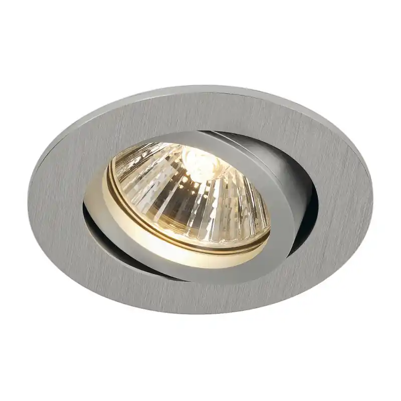 NEW TRIA 68, encastré de plafond intérieur, simple, rond, alu brossé, GU10/QPAR51, 50W max, clips/lames ressorts