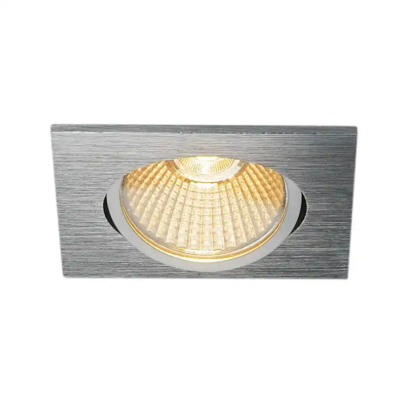 NEW TRIA 68, encastré de plafond intérieur, simple, carré, alu brossé, LED, 11W, 2700K, clips ressorts, variable