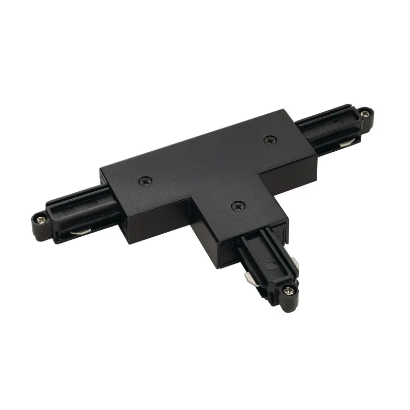 Connecteur en T, terre droite, intérieur, pour rail 1 allumage en saillie, noir, avec possibilité d‘alimentation