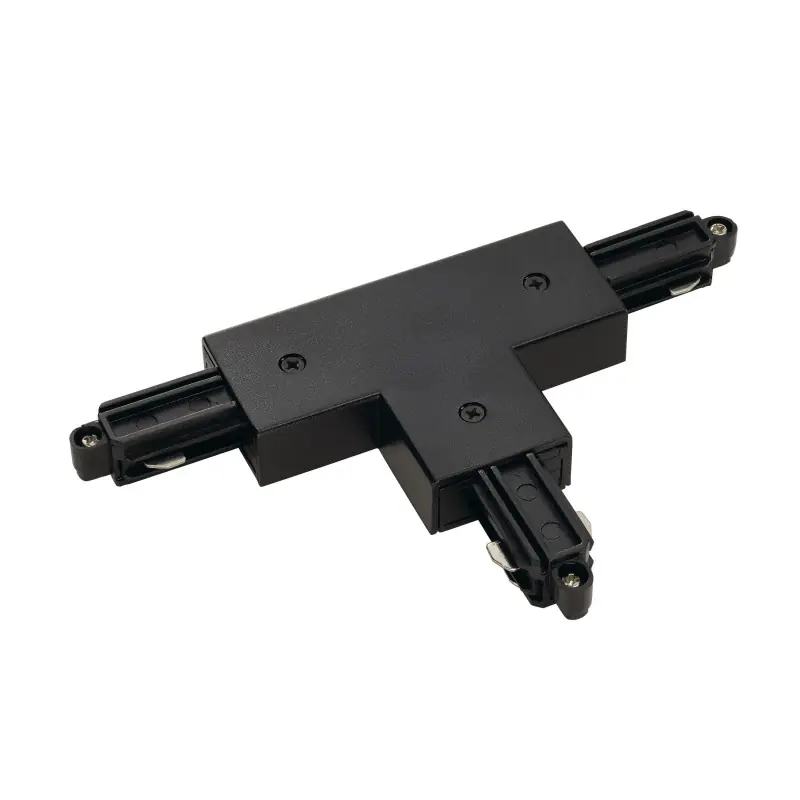 Connecteur en T, terre gauche, intérieur, pour rail 1 allumage en saillie, noir, avec possibilité d‘alimentation
