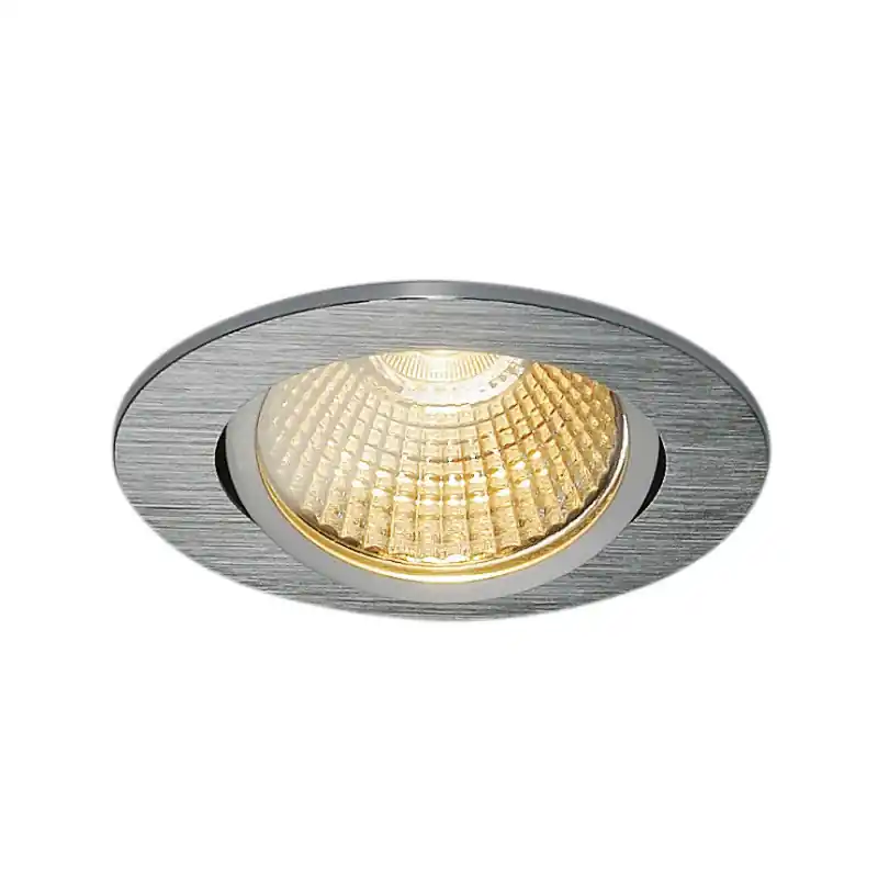 NEW TRIA 68, encastré de plafond intérieur, simple, rond, alu brossé, LED, 11W, 2700K, clips ressorts, variable