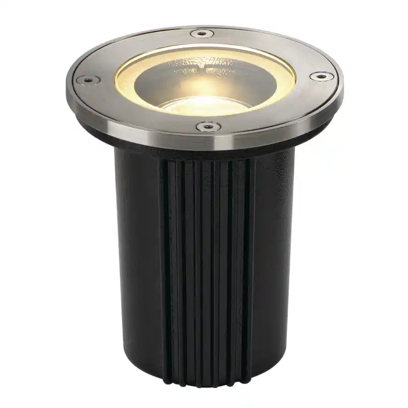 DASAR® EXACT 116, encastré de sol extérieur, rond, inox brossé, GU10/QPAR51, 35W max, IP67, collerette inox 316