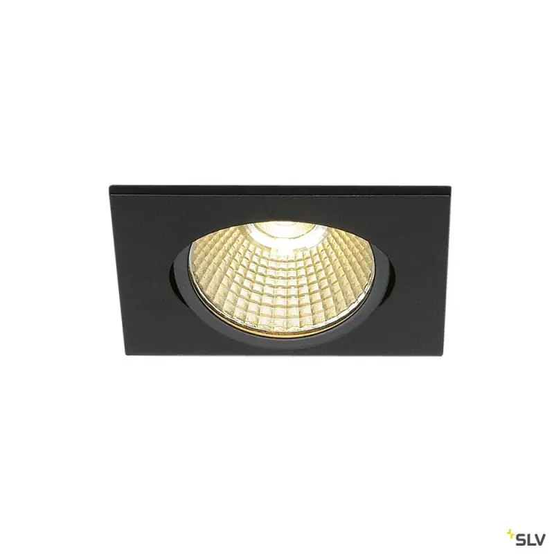 NEW TRIA 68, encastré de plafond intérieur, simple, carré, noir mat, LED, 11W, 3000K, clips ressorts, variable