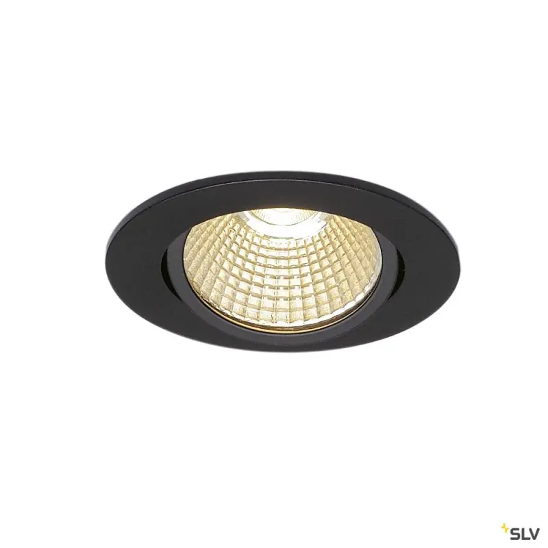 NEW TRIA 68, encastré de plafond intérieur, simple, rond, noir mat, LED, 11W, 3000K, clips ressorts, variable