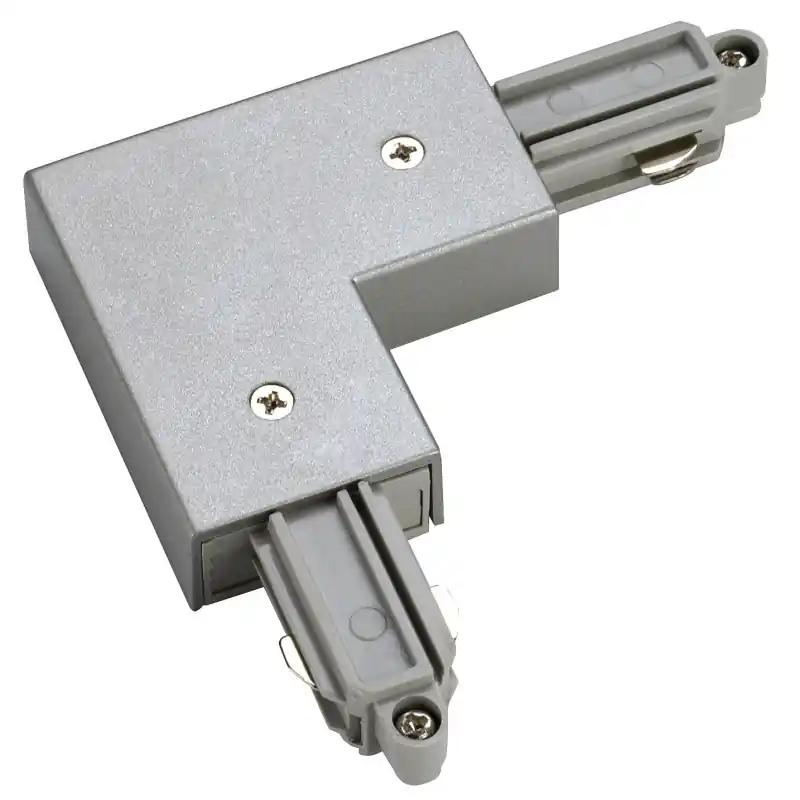 Connecteur d‘angle, terre intérieure, pour rail 1 allumage en saillie, gris, avec possibilité d‘alimentation