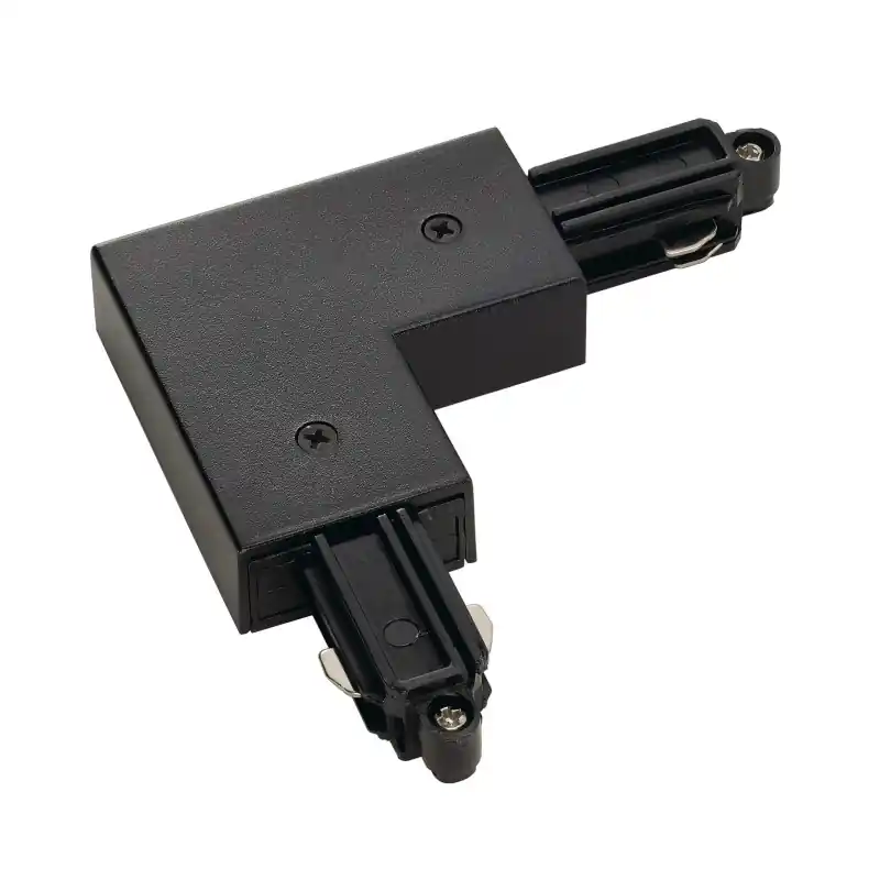 Connecteur d‘angle, terre intérieure, pour rail 1 allumage en saillie, noir, avec possibilité d‘alimentation