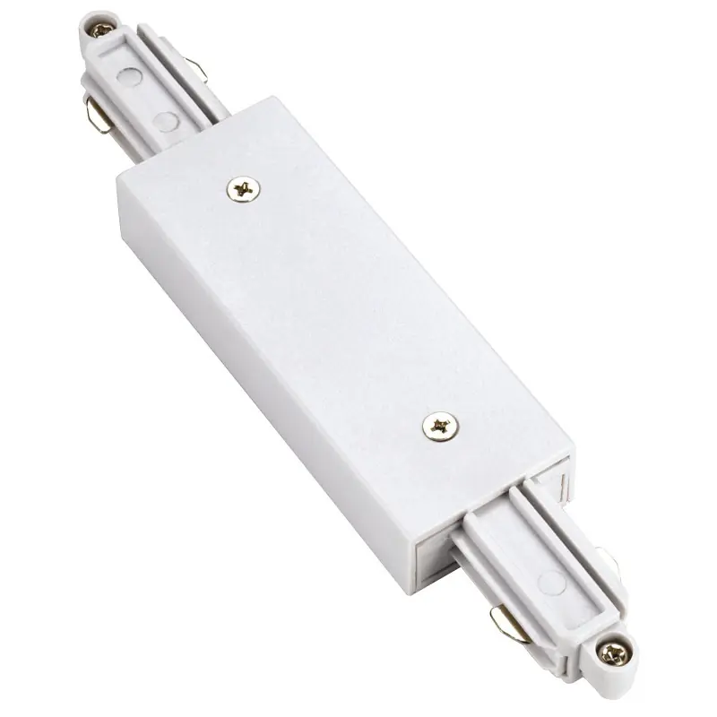 Connecteur longitudinal, pour rail 1 allumage en saillie, intérieur, blanc, avec possibilité d‘alimentation