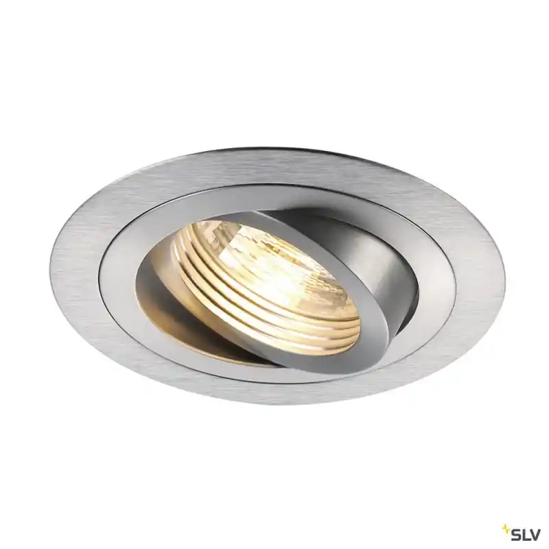 NEW TRIA 78, encastré de plafond intérieur, simple, rond, alu brossé, GU10/QPAR51, 50W max, clips ressorts