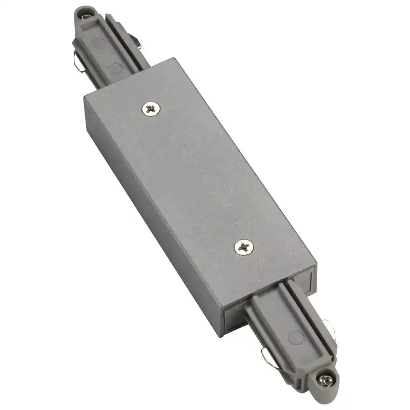 Connecteur longitudinal, pour rail 1 allumage en saillie, intérieur, gris, avec possibilité d‘alimentation