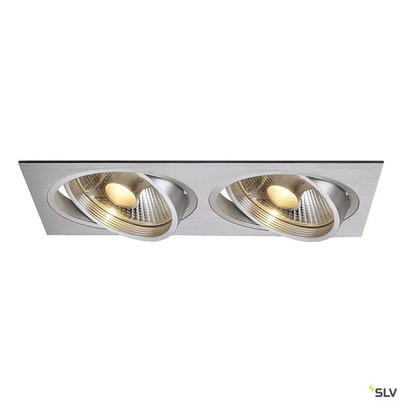 NEW TRIA 300, encastré de plafond intérieur, double, alu brossé, GU10/QPAR111, 2x 75W max, clips ressorts
