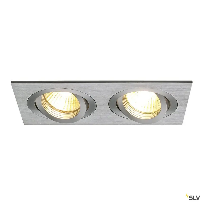 NEW TRIA 155, encastré de plafond intérieur, double, alu brossé, GU10/QPAR51, 2x 50W max, clips ressorts