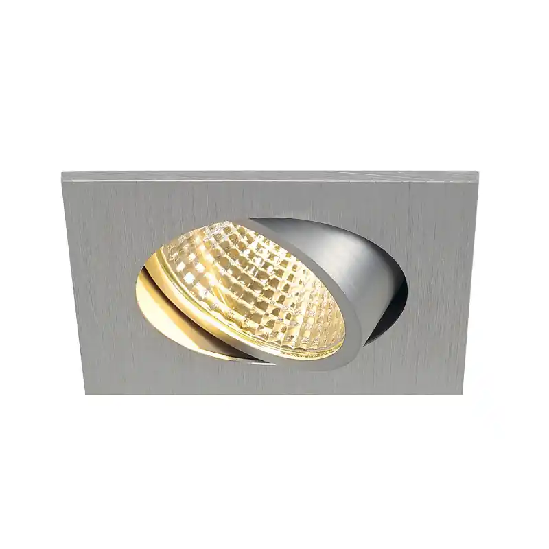 NEW TRIA 68, encastré de plafond intérieur, simple, carré, alu brossé, LED, 5,3W, 2700K, clips ressorts