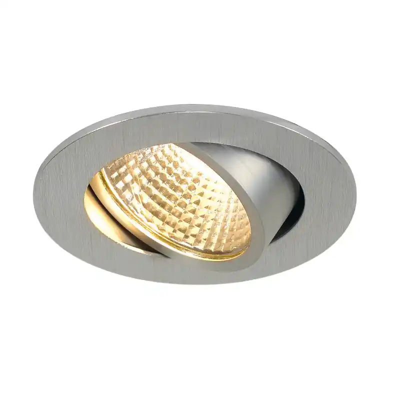 NEW TRIA 68, encastré de plafond intérieur, simple, rond, alu brossé, LED, 5,3W, 2700K, clips ressorts