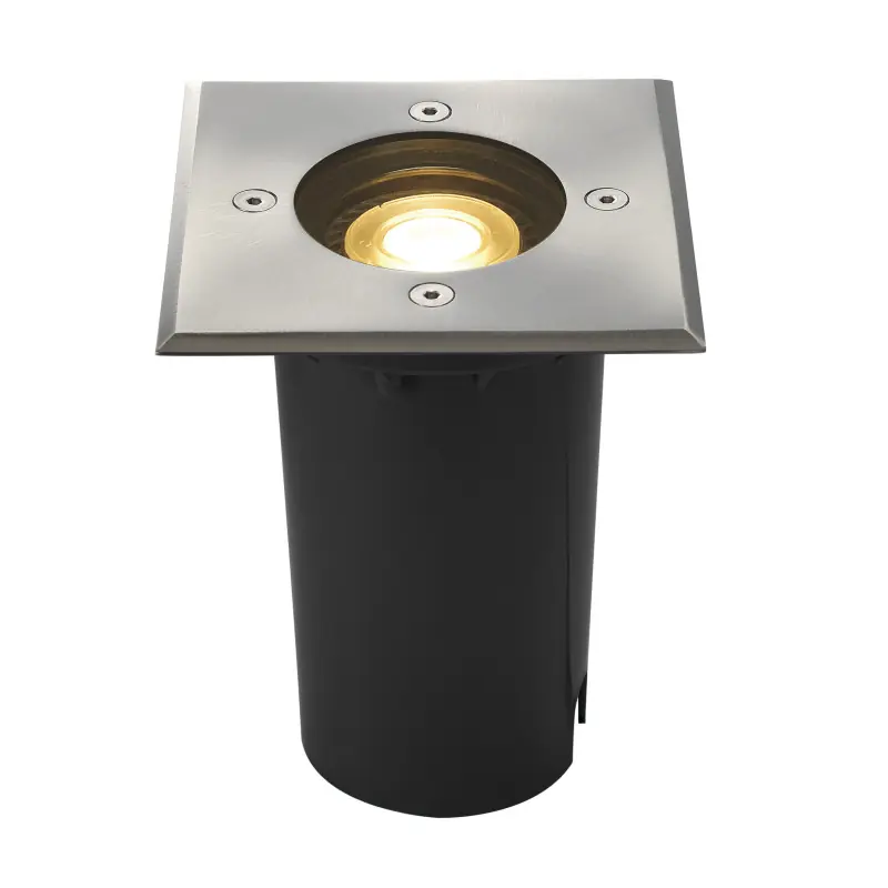 SOLASTO, encastré de sol extérieur, carré, inox, GU10/LED GU10 51mm, 6W max, IP67, collerette inox 304