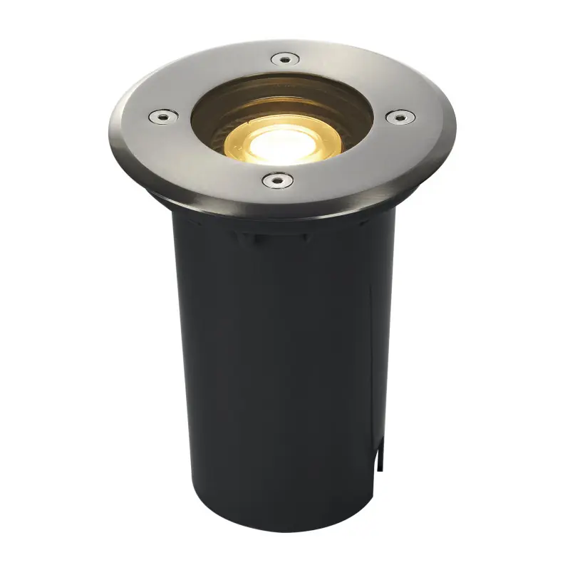 SOLASTO, encastré de sol extérieur, rond, inox, GU10/LED GU10 51mm, 6W max, IP67, collerette inox 304