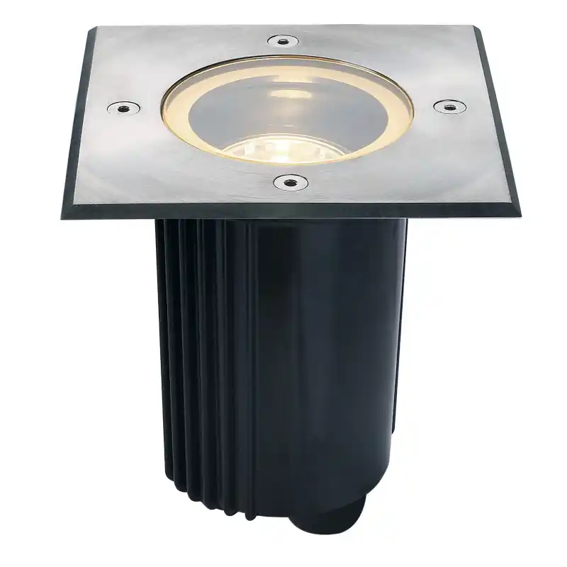 DASAR® 80, encastré de sol extérieur, carré, inox, GU10/QPAR51, 35W max, IP67, collerette inox 316