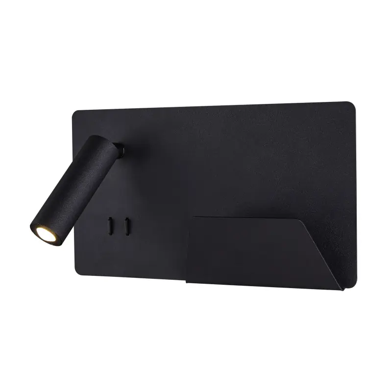 SOMNILA SPOT, applique intérieure, liseuse, version droite, noir, LED, 13W, 3000K, avec port USB