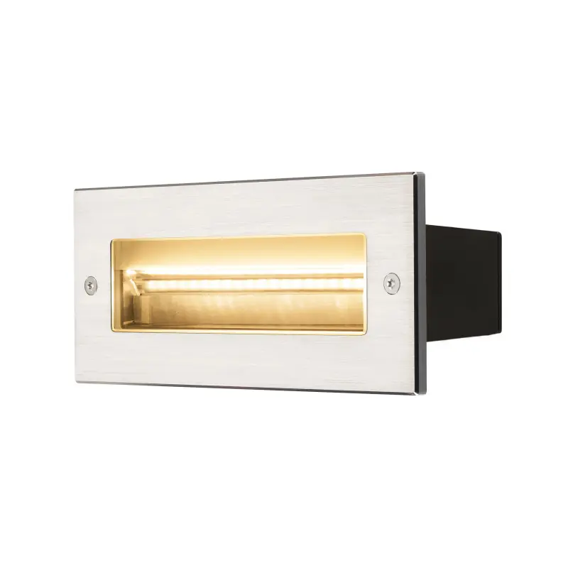 BRICK, encastré mural extérieur, asymétrique, inox, LED, 11W, 3000K, IP65, collerette inox 316