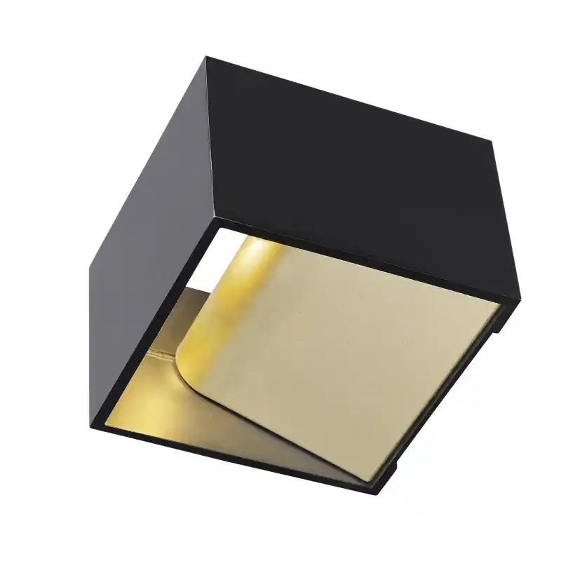 LOGS IN, applique intérieure, carré, noir/laiton, LED, 11W, 2000-3000K, variable, Dim to warm