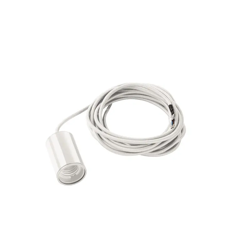 FITU, suspension intérieure, hauteur 9,1 cm, blanc, E27, 60W max, câble nu sans patère de 5m