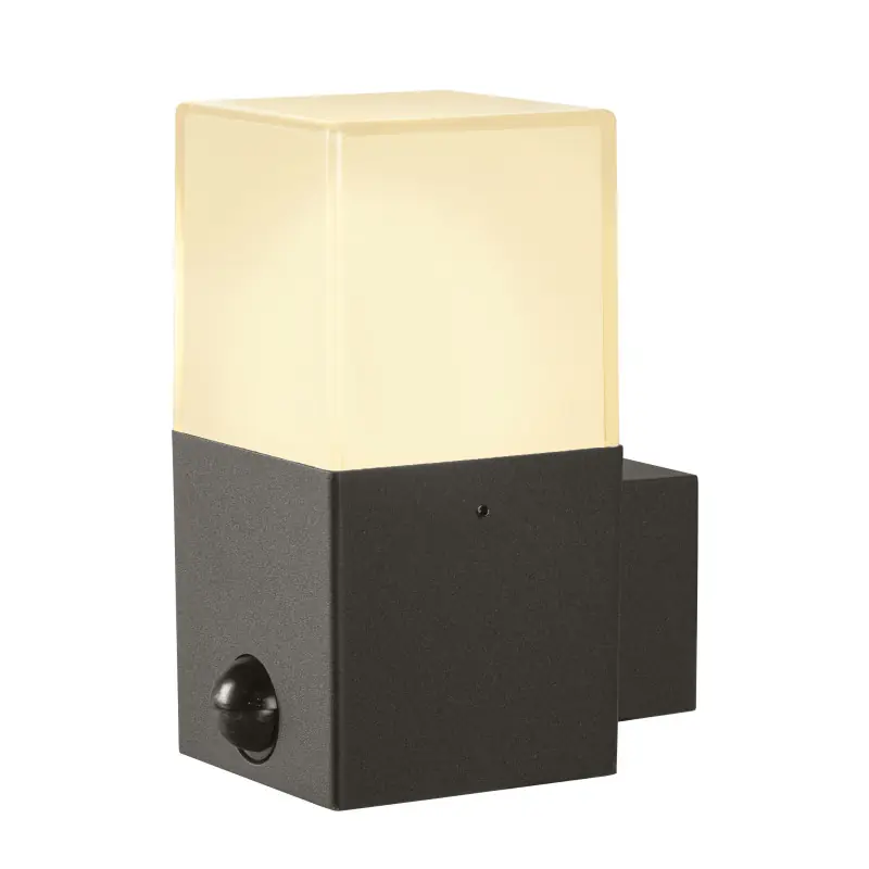GRAFIT, applique extérieure, carré, anthracite, E27, 11W max, IP44, détecteur de mouvements