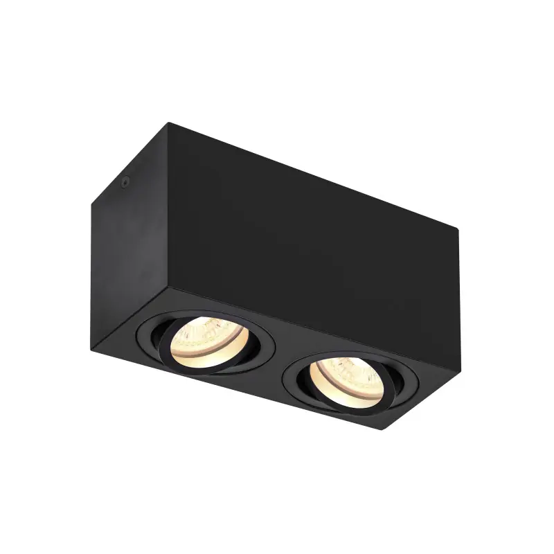 TRILEDO, plafonnier intérieur, double, rectangulaire, noir, GU10/LED GU10 51mm, 2x 10W max
