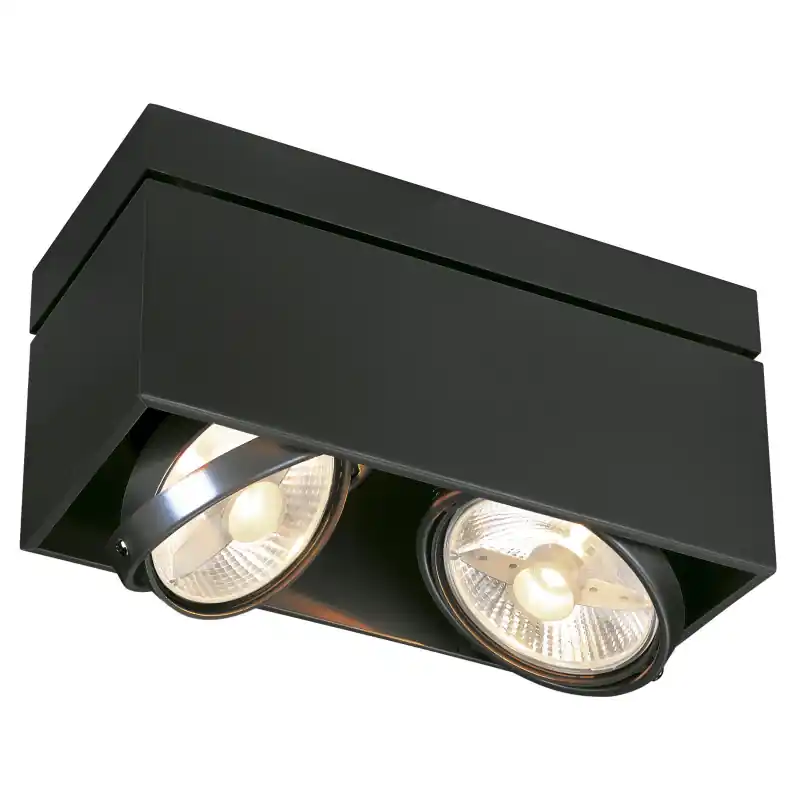 KARDAMOD, plafonnier intérieur, double, rectangulaire, noir mat, GU10/QPAR111, 2x 75W max