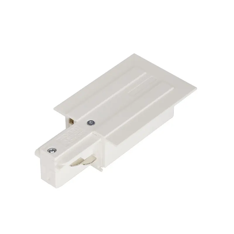 EUTRAC®, alimentation terre gauche, intérieur, pour rail 3 allumages encastrable, blanc