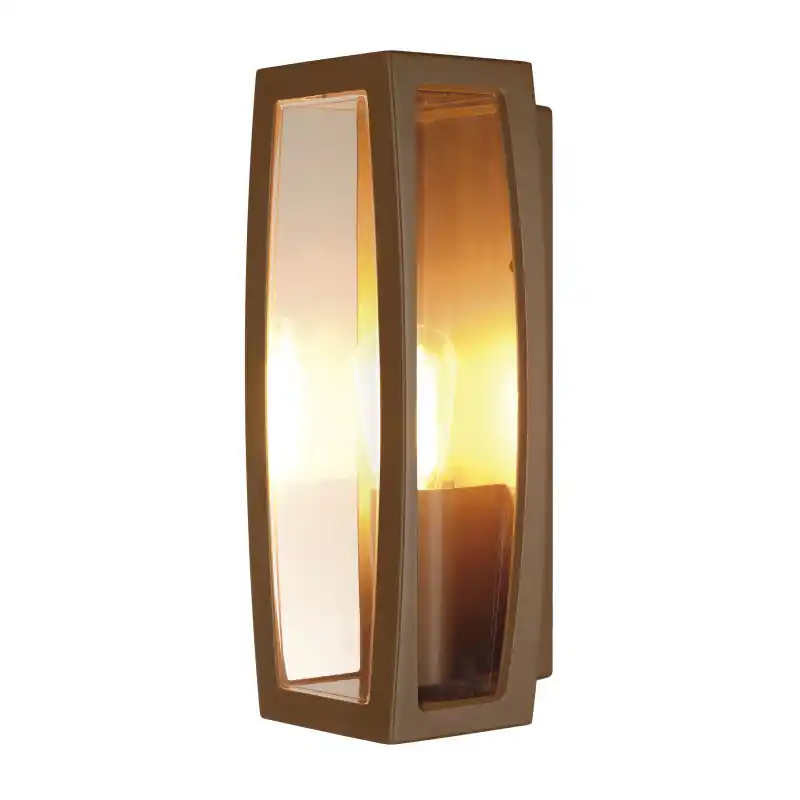 MERIDIAN BOX, applique extérieure, diffuseur transparent, rouille, E27, 25W max, IP54