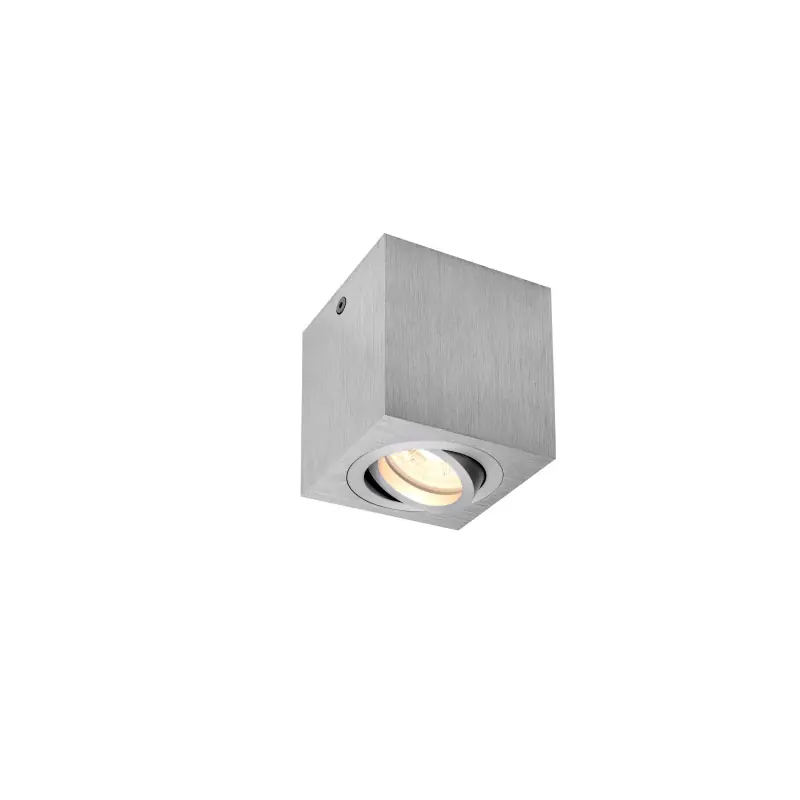 TRILEDO, plafonnier intérieur, simple, carré, alu brossé, GU10/LED GU10 51mm, 10W max