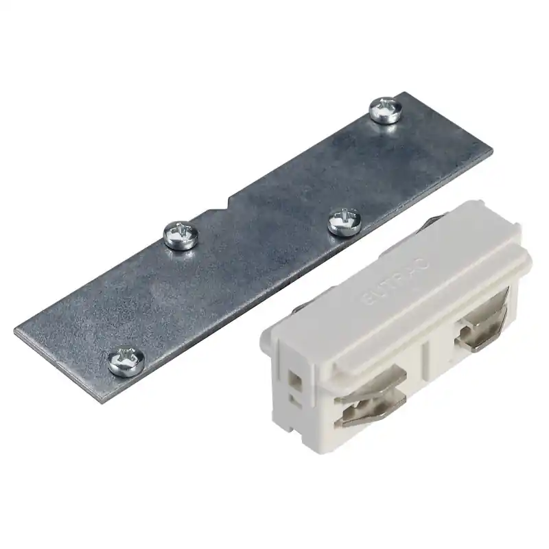 EUTRAC®, connecteur longitudinal, intérieur, pour rail 3 allumages encastrable, blanc