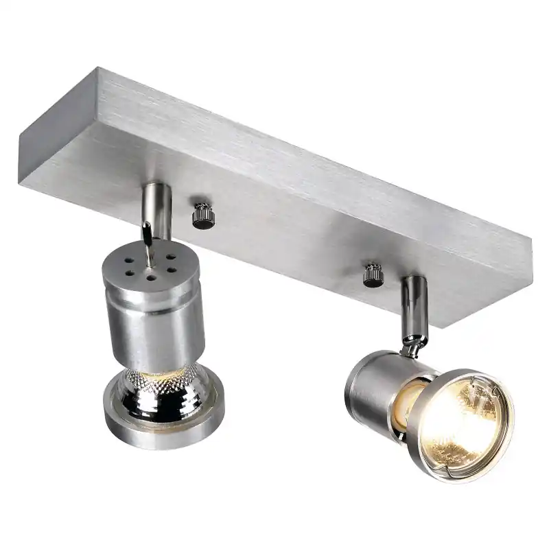 ASTO, applique et plafonnier intérieur, double, alu brossé, GU10/QPAR51, 2x 75W max