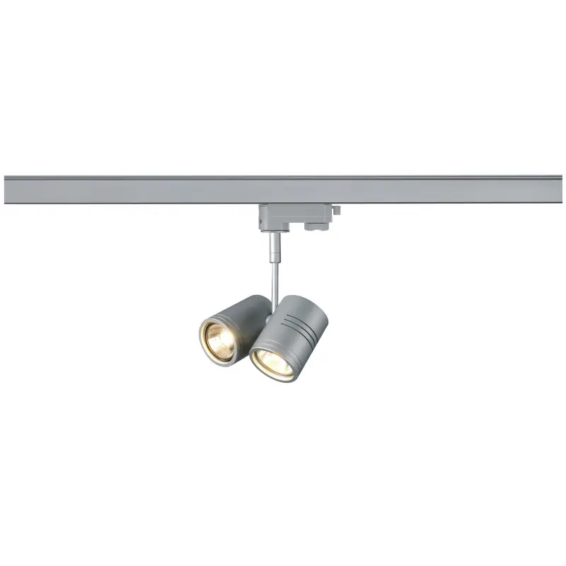 BIMA, spot pour rail 3 allumages intérieur, double, gris, GU10/QPAR51, 2x 50W max