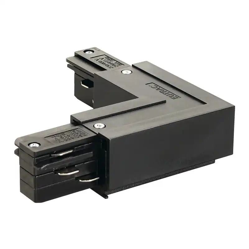 EUTRAC®, connecteur 90 deg , terre extérieure, pour rail 3 allumages en saillie, noir