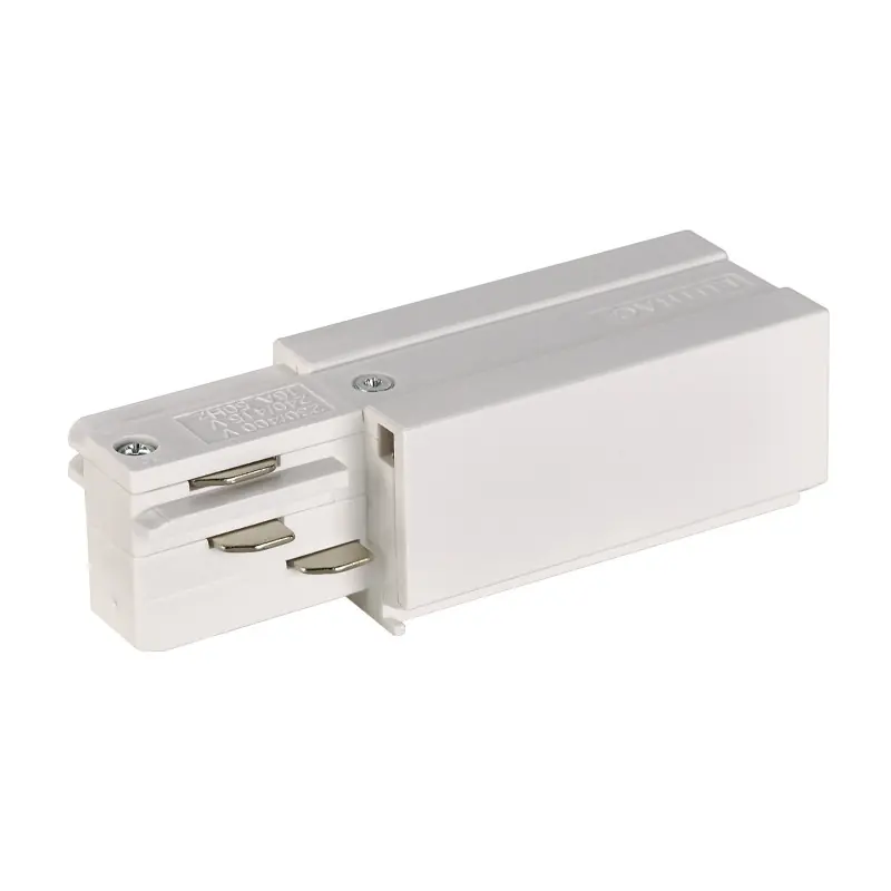 EUTRAC®, alimentation droite, intérieur, pour rail 3 allumages en saillie, blanc