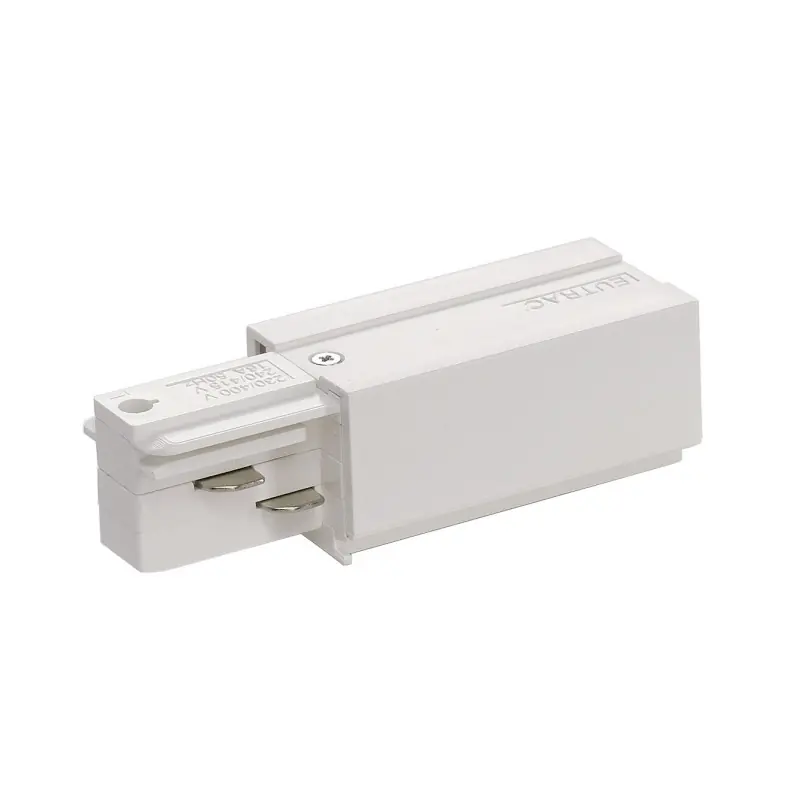 EUTRAC®, alimentation gauche, intérieur, pour rail 3 allumages en saillie, blanc