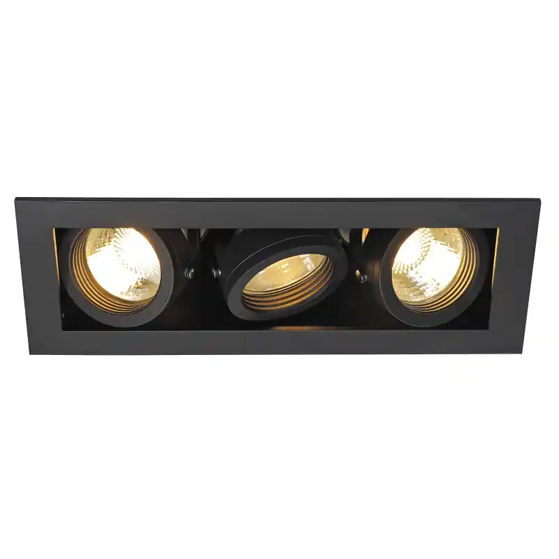 KADUX, encastré de plafond intérieur, triple, noir mat, GU10/QPAR51, 3x 50W max