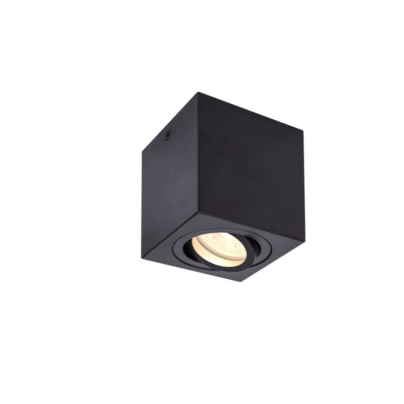 TRILEDO, plafonnier intérieur, simple, carré, noir, GU10/LED GU10 51mm, 10W max