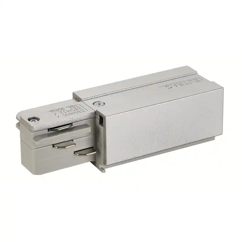 EUTRAC®, alimentation droite, intérieur, pour rail 3 allumages en saillie, gris