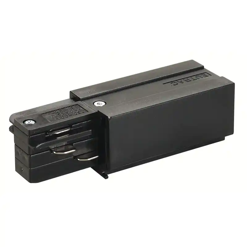 EUTRAC®, alimentation droite, intérieur, pour rail 3 allumages en saillie, noir