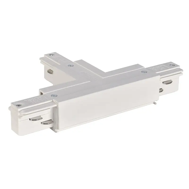 EUTRAC®, connecteur en T, terre gauche, pour rail 3 allumages en saillie, blanc