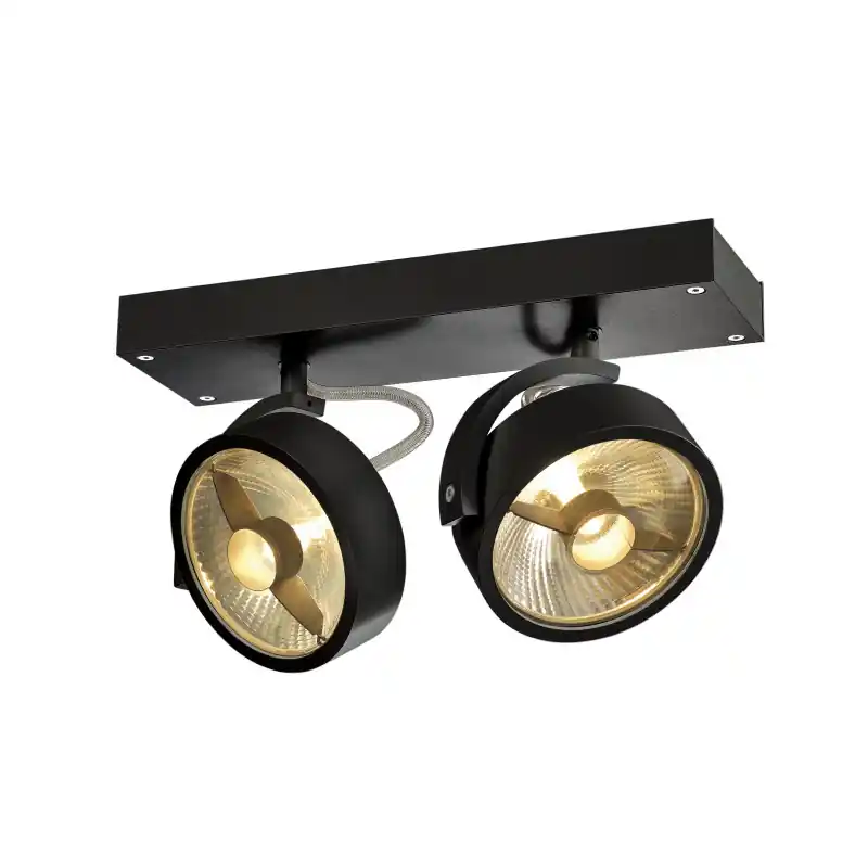 KALU, applique et plafonnier intérieur, double, noir, GU10/QPAR111, 2x 75W max
