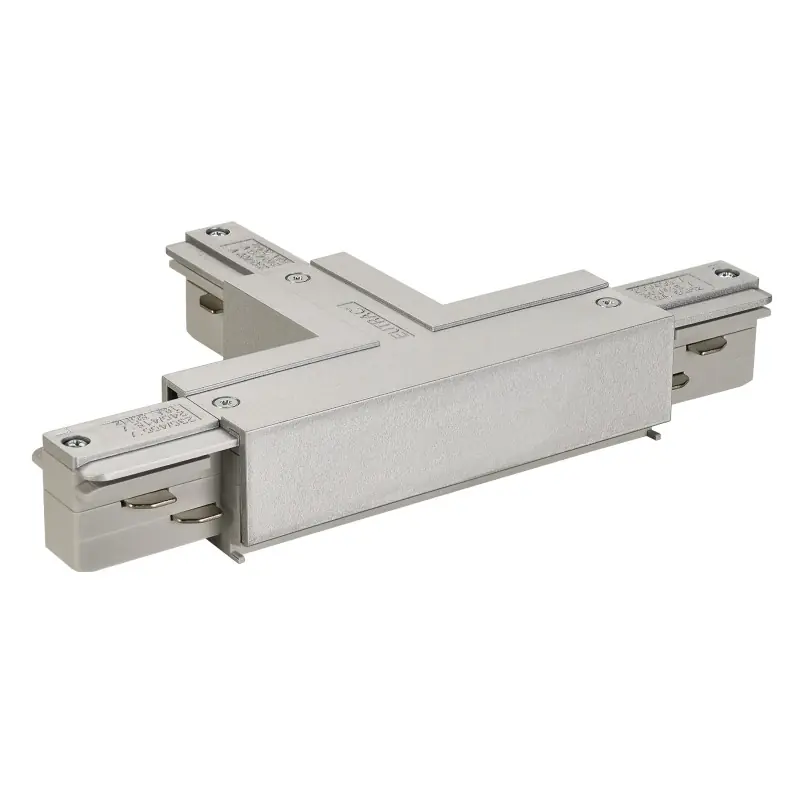 EUTRAC®, connecteur en T, terre gauche, pour rail 3 allumages en saillie, gris