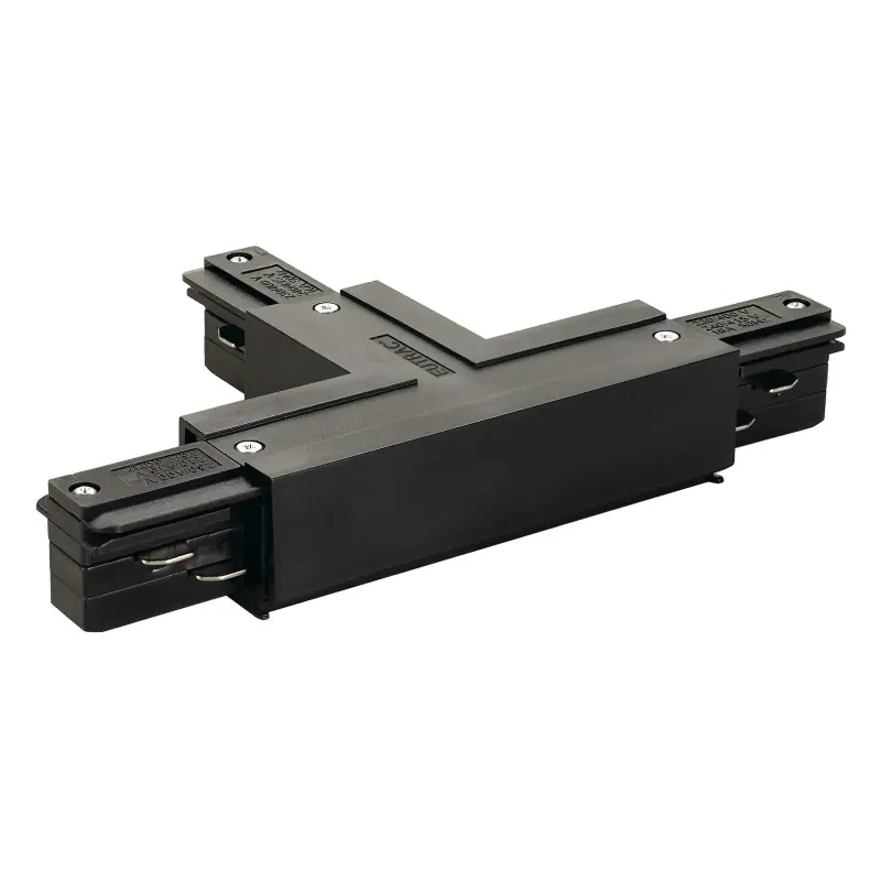 EUTRAC®, connecteur en T, terre gauche, pour rail 3 allumages en saillie, noir