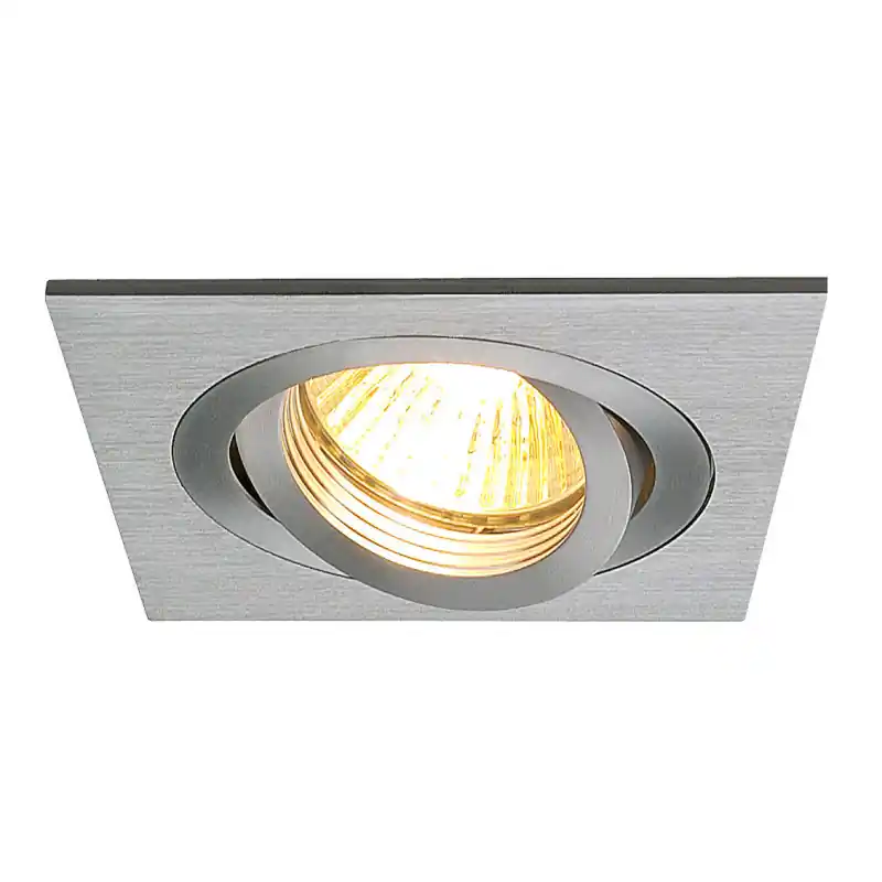 PIREQ, encastré de plafond intérieur, carré, alu brossé, GU10/QPAR51, 50W max