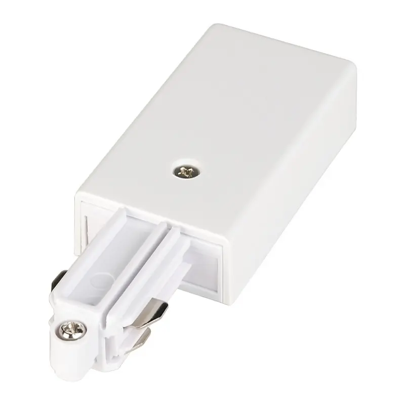 Alimentation, terre droite, intérieur, pour rail 1 allumage en saillie, blanc