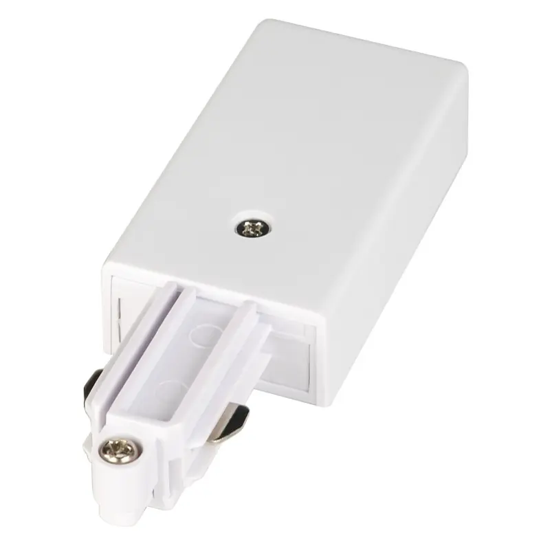 Alimentation, terre gauche, intérieur, pour rail 1 allumage en saillie, blanc