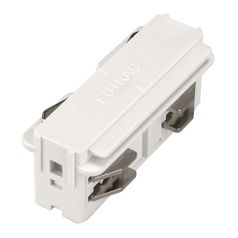 EUTRAC®, connecteur droit, intérieur, pour rail 3 allumages en saillie, blanc