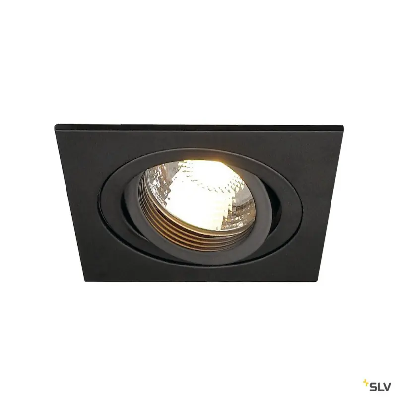 PIREQ, encastré de plafond intérieur, carré, noir mat, GU10/QPAR51, 50W max